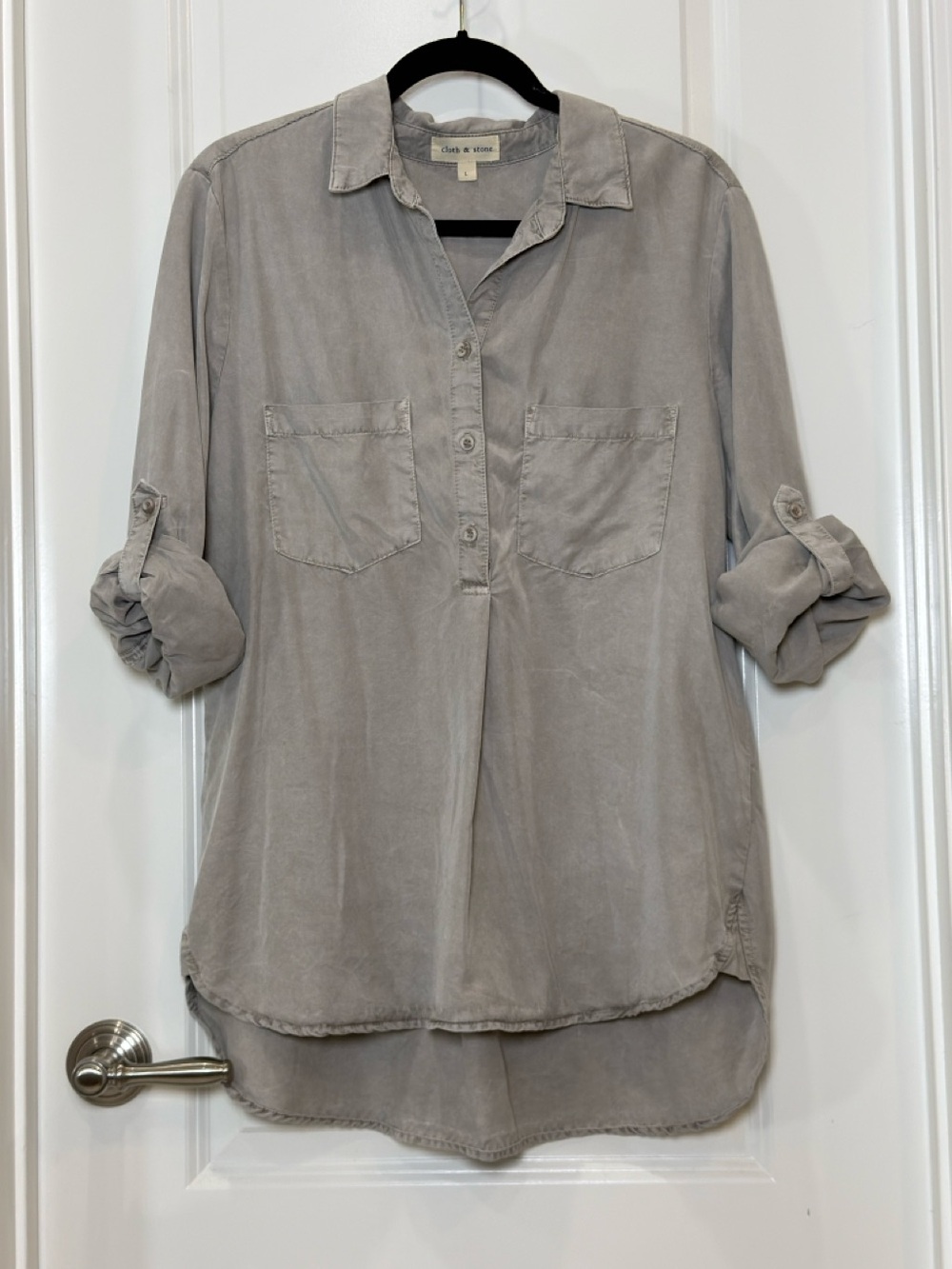 cloth & stone Soft Washed Henley Tunic - Light Gray
